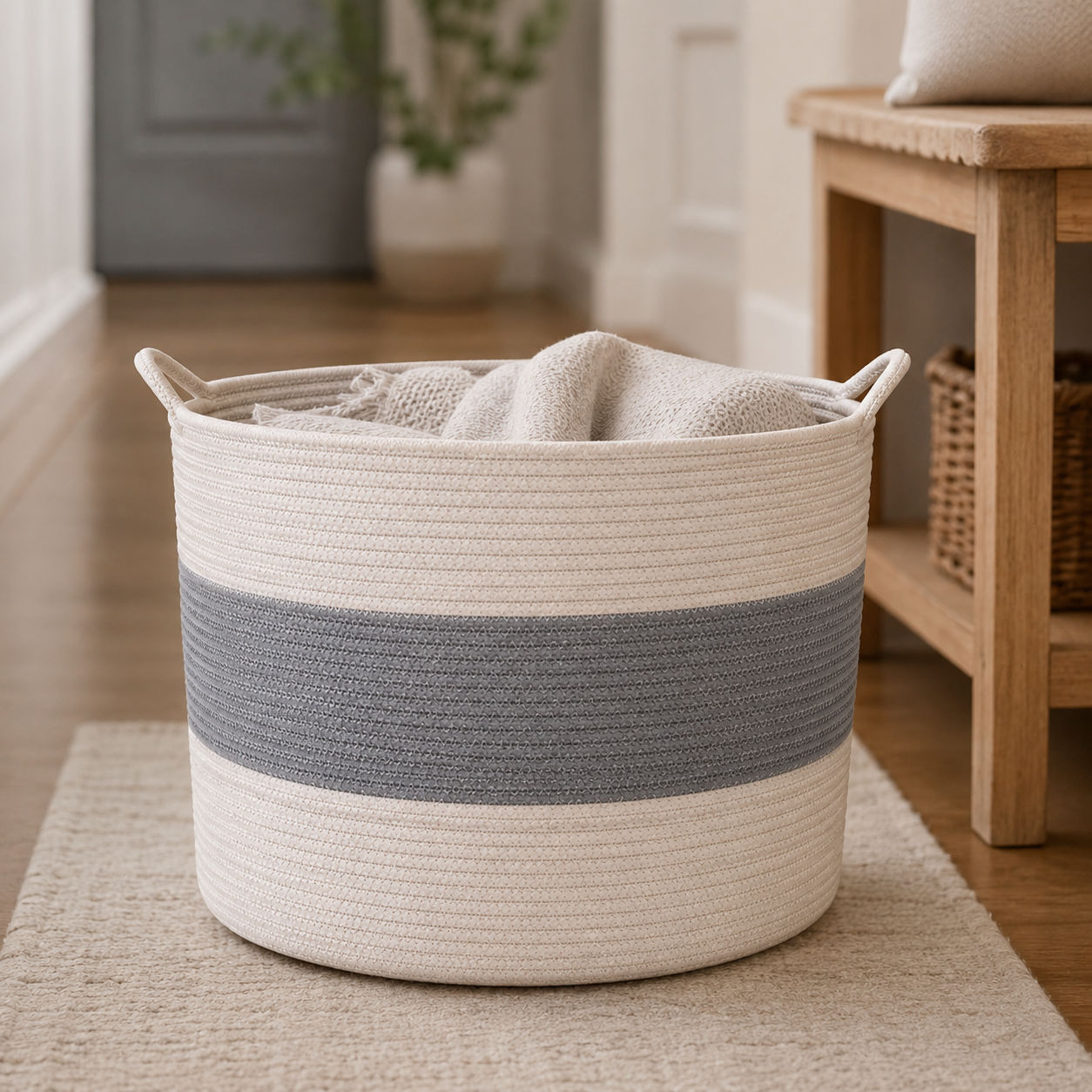 Large Cotton Basket for Stylish Home Organizer